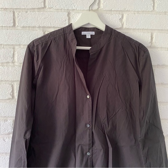 Standard James Perse Brown Mandarin Collar Button Down Shirt Top Women’s 1 Small - Picture 2 of 7
